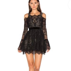 Majorelle Courtney dress black lace bell sleeve